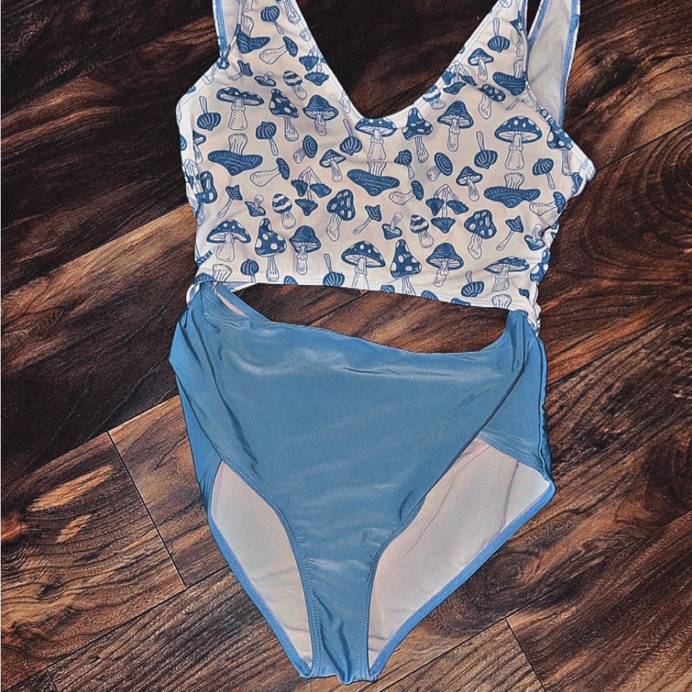 Light Purple and White Mushroom Print Swimsuit